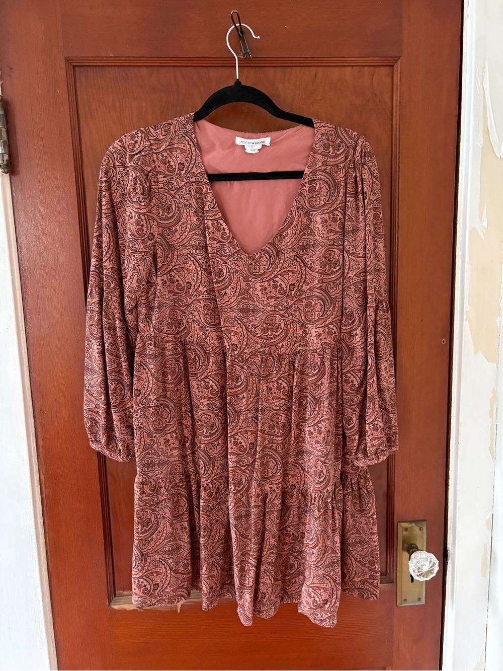 Lucky Brand Rust Paisley Long Sleeve Dress